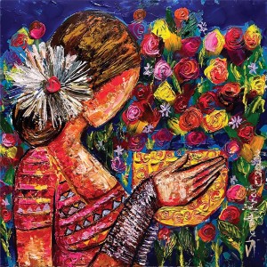 Shazly Khan, In Full Bloom, 20 x 20 Inch, Acrylic on Canvas, Figurative Paintings, AC-SZK-102